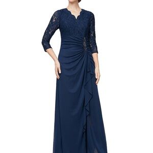 Alex Evenings Navy Lace Gown